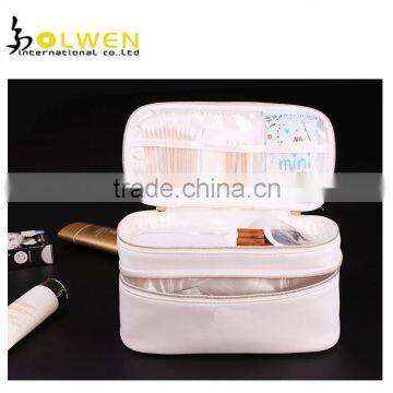 Luxury PU leather 2-layer cosmetic bag case