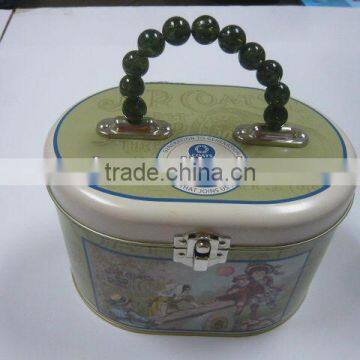 Lunch box,jewelry box with plastic pearl handle