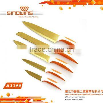 A3390-1 New Design 5pcs Colorful Titanium Blade Stainless Steel Kitchen Knife Set photo-6