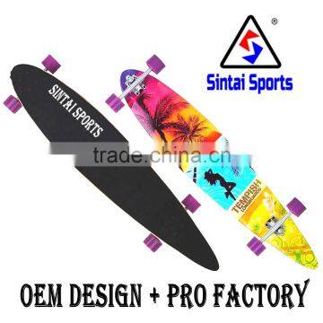 outdoor sports colorful wheel longboard maple board