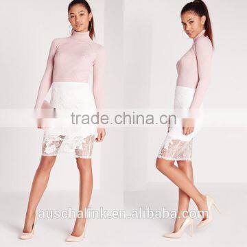 New Style White Lace Floral Midi Skirt Wholesale OEM Service photo-6