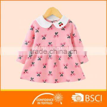 New Style Cartoon Printed Pink Baby Girl Dress