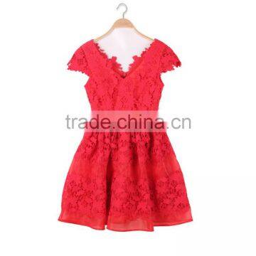 Maxnegio Fashion Red Lace Junior Bradesmaid Dress photo-3