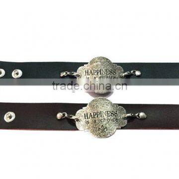 Fashion Words Leather Cord Bracelets,custom Letters Engraved Bracelet,leather Charm Bracelets photo-2