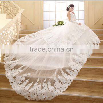 2016 New Wedding Fashion Towel Diamond Korean Style Long Drag Tail Wedding Dress Brides Slim Winter Wedding Dress photo-3