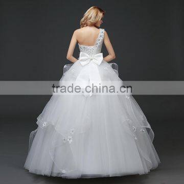 MGOO Custom Made One Shoulder White Beaded Magic Dress Company Ballgown Bridal Party Dress New Style photo-6