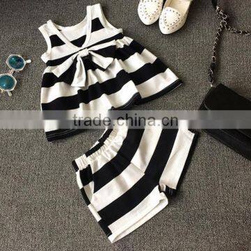 Vintage Baby Clothing Set Black And White Stripes Outfit Bow Tie Apparel photo-2