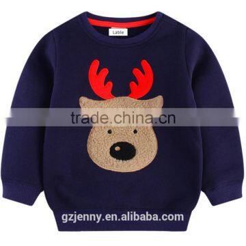 Fashion Custom Blue Cotton Hoodies Embroidery Animal Cute Sweatshirt Kid Clothes photo-3