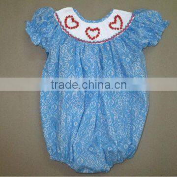 Damask Valentine smocked bubble for baby girls Spring 2014