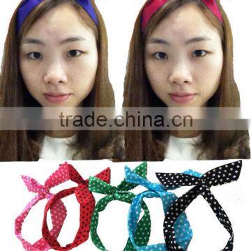 bestdress 2014 Lovely Rabbit Bunny Ear Ribbon Metal Wire vintage 1950s Hair Bow Head Band