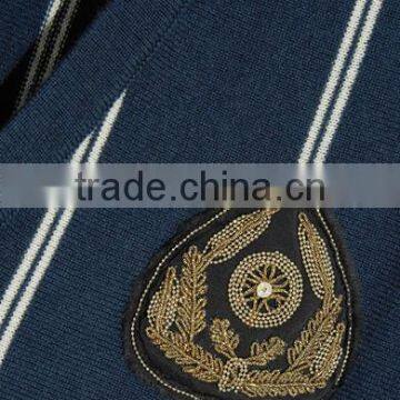 Hot Sale Navy and White Sleeveless Striped Knitted V-Neck Sweater for Women photo-5