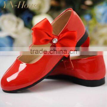 Fashion Girls Red Dance Shoes Flat Princess Shoes With Bowtie Kids Party Dress Shoes photo-2