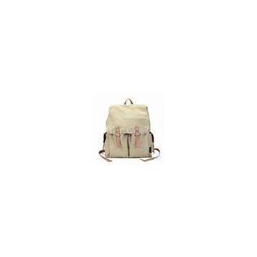 Beige Leisure Ladies Canvas Backpack Ladies Handbags Support Customized Design