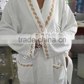 patrician plush terry velour bathrobe decorated with embroidery