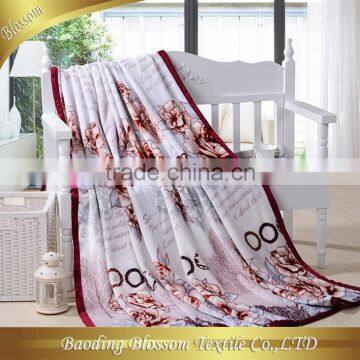 Poly/Polyamide Microfiber Blanket HRM Bedding Set Printed Letter Floral Blanket Made in China Gift Set Blanket