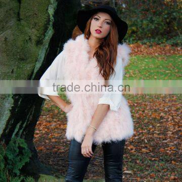 SJ007-01 Europe Hot Selling Winter Real Fur Vest/Dyed Hand Made Fur Vest