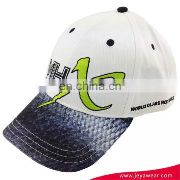 Fashion White Baseball Cap Made In China Cotton Sports Baseball Cap With Sublimated Visor