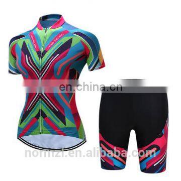 Colorful Women Cycling Jersey Bike Wear (Bib) Shorts Set Outdoor Sportwear Short Sleeve Cycling Clothing Suit