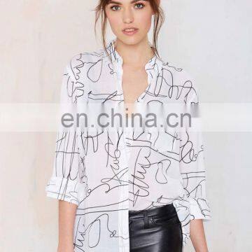 Wholesale Cheap Latest Fashion Blouse Design Ladies Cotton Blouses White Sheer Blouse China 2015 photo-2