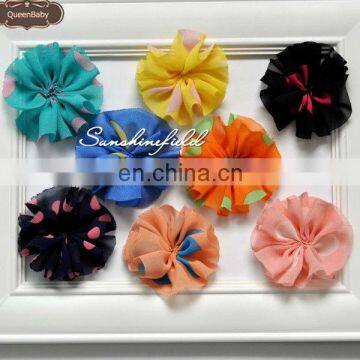 2013 Hot Sale Promotion New Style Unfinished Ballet Flower Polka Dot Chiffon Flower DIY Flowerson sunshine field