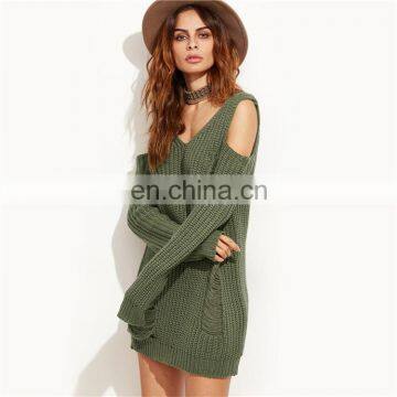 New Style Deep V-neck Women Sweater Cold Sleeves Sweater for Ladies KMY1058 photo-3