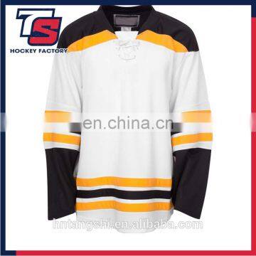 Wholesale customized yellow boston jersey embroidered hockey jersey