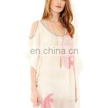 2015 Wholesale Factory Price PAISLEY COLD SHOULDER KAFTAN Kaftan For Women Summer Wear