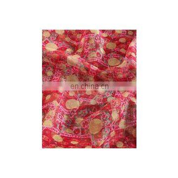 Fuchsia Togo Circle Kota Doria Screen Printed Fabric