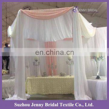 TC031J Cream Satin Rosette Table Skirt for Banquet photo-2