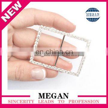 fashion charming rectangle wedding invitation ribbon rhinestone buckle slider