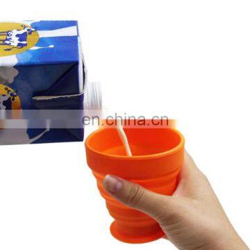 200ML silicone cute wash folding cup with telescopic and compression function for portable outdoor and travel