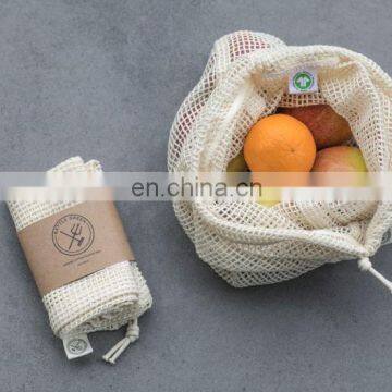 Reusable mesh produce bags Grocery Bag Vegetable bag Drawstring bag