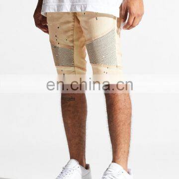 DiZNEW 2019 USA Khaki Paint Biker Denim Shorts for Men photo-6