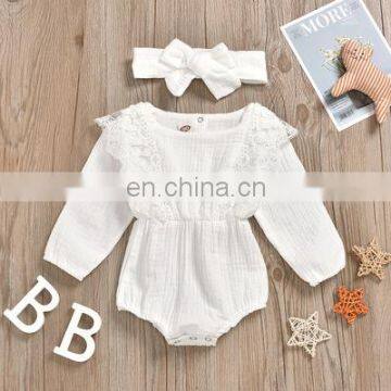 Foreign Trade Children's Clothing Spring and Autumn Models Girls Candy Color Long-sleeved Lace Romper Romper