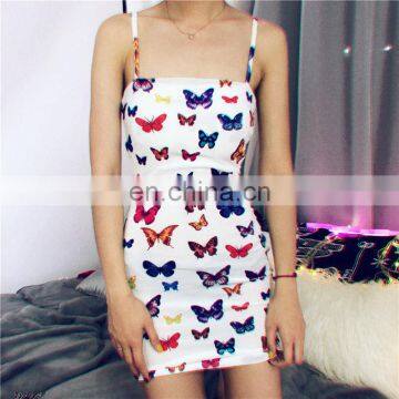 2020 New Arrivals Women Fashion Printed Butterfly Casual Dresses Ladies Bodycon Sling Mini Dresses Women Summer Dresses photo-3