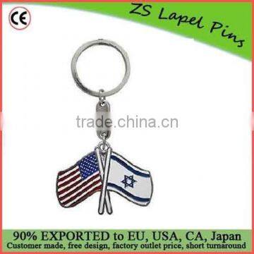 Quality Free Artwork Custom Souvenir Metal Keychain -usa-israel