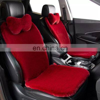 Faux Rabbit Fur Luxury Car Seat Covers Seat Cover Universal Artificial Plush Car Cover Cushion Winter Red photo-2