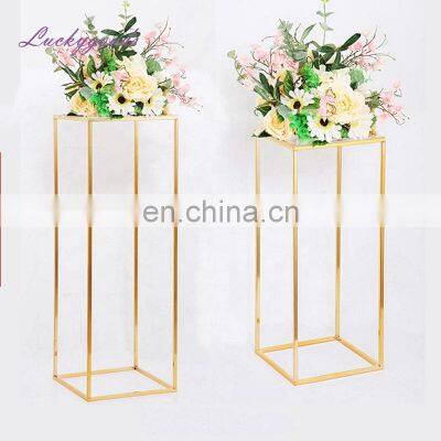 Metal tall flower stand Rectangle Gold  Wedding Favor Table Centerpiece Flower Stand balcony flower pot