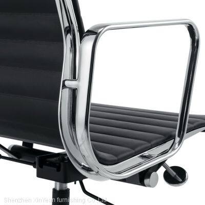High End Eames Aluminium Group Computer Chair Leather Eames Office Middle Back Chair photo-3