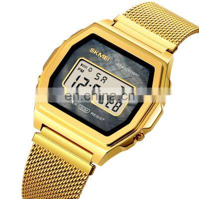 gold skmei 1806 waterproof stainless steel mens digital watches