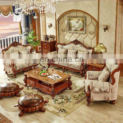 Hot sale classic furniture solid wood carved living room sofa sets