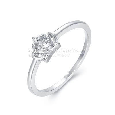 S925 Silver Ring Female Simple Small Fresh Crown Ring Ins Style Diamond Ring