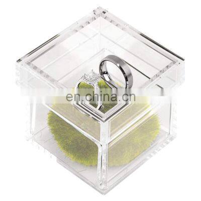 Clear Acrylic 2 PC Wedding Ring Box With 2 Slots Ring Holder Gift Box for Weddings photo-1