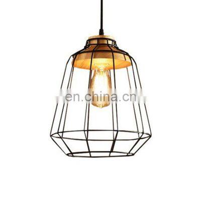 Hot Sale Wooden Base Retro Style Iron Lampshade Led Ceiling Chandeliers Lighting Ceiling Pendant Light Indoor Lighting photo-5
