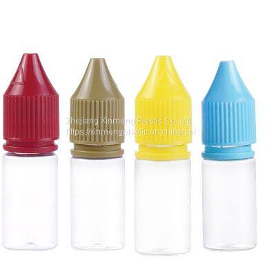 Hot sell Colorful 10ml V3 E-liquid e-juice vape bottle childproof squeeze plastic pet eye dropper bottle