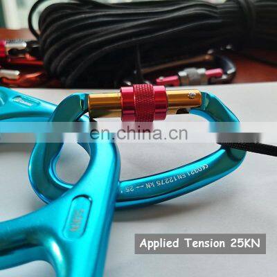 Wholesale Good Quality D Shape Lightweight Aluminum Climbing Carabiner With Snap Lock Aluminium Metal Mini Screw Lock Rock Climb photo-4