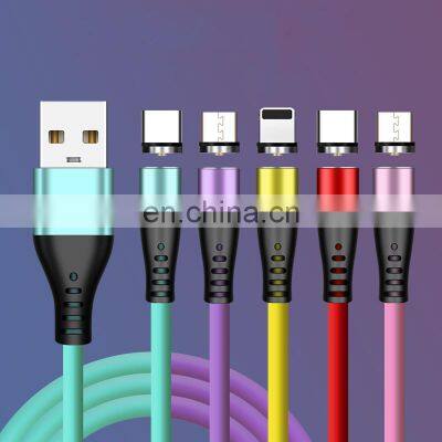 Wholesale 1M Rotation Magnetic Cable Fast Charging 3 in 1 Magnetic Charging Cable Liquid Silicone Usb Data Cable photo-2