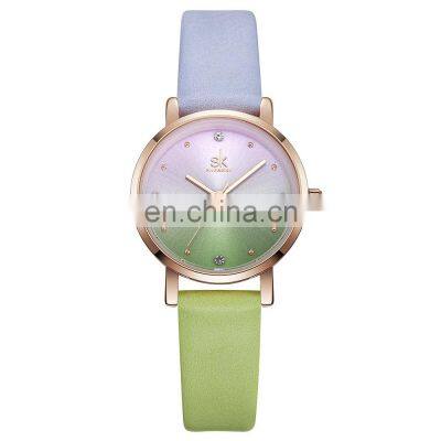 SHENGKE Chic Starry Sky Woman Watches K8029 2021 Watches Ladies Bracelet Quartz Watches Wrist With Color Changing Crystal