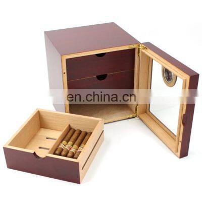 Custom High Gloss Finished Quality 3 Trays Cigar Cabinet Luxury Cigar Humidor photo-4
