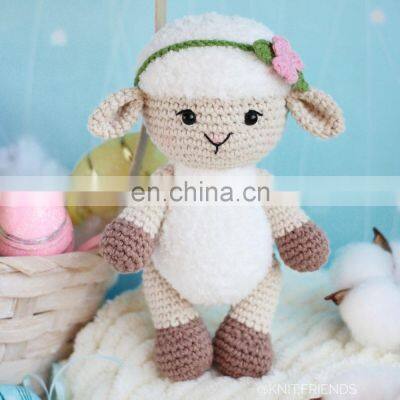 High Quality Crochet Pattern Amigurumi Little Lamb With Flower Baby Gift Newborn Toddler Present Cheap Wholesale photo-2